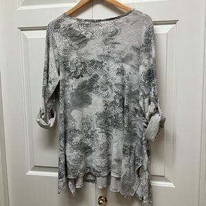 Beyond Capri Made in Italy tunic top, cotton, long sleeve & adjustable ties, XL